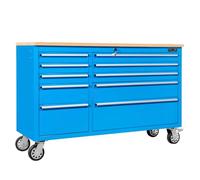 55" Steel Work Bench Tool Box Cab 10 Drawer Chest Roller Cabinet Workbench Cabinet Red Green Blue Black (Blue)