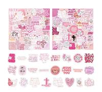 55 Stück Pinke Christliche Aufkleber - Inspirierende Bibelverse & Jesus-Sticker - Wasserdicht für Wasserflaschen, Laptops, Tagebücher - Glaubensgeschenke für Frauen & Erwachsene