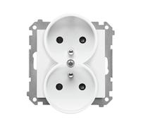 55 White Socket Outlet Module 2x with Shutters Spring Terminals