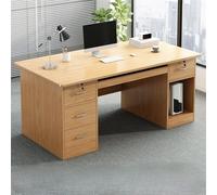 55" Wooden Writing Desk with 3 Drawers Simple Pedestal Computer Table for Home Office Study Bedroom & Student Rentals Natural Finish 30" Height