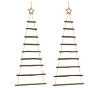 (55 x 120 cm) vidaXL Hanging Christmas Trees with Top Stars 2 pcs 42x90 cm Natural Branch
