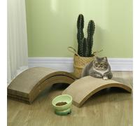 PawHut Cat Scratching Board, 4-Piece Set Scratch Pad, Reversible Cat Scratcher for Indoor Kittens - 55 x 26cm - Brown