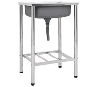 vidaXL Camping Sink Single Basin - Stainless Steel, Silver