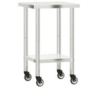 (55 x 55 x 85 cm) vidaXL Kitchen Work Table with Wheels Prep Catering Table Stainless Steel
