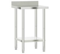 (55 x 55 x 93 cm) vidaXL Kitchen Work Table with Backsplash Prep Catering Table Stainless Steel