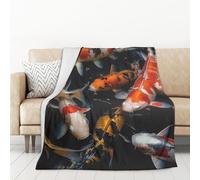 55"X70" Throw Blanket Soft Cozy Fleece Blanket Lightweight Warm Bed Blankets for Couch Sofa Bed Chair Home Decor Japan Fancy Koi Carp Fishes All Seasons Blanket