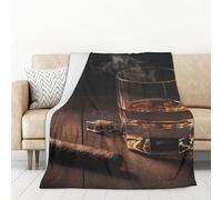 55"X70" Throw Blanket Soft Cozy Fleece Blanket Lightweight Warm Bed Blankets for Couch Sofa Bed Chair Home Decor Cigar & Whiskey All Seasons Blanket