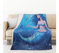 55"X70" Throw Blanket Soft Cozy Fleece Blanket Lightweight Warm Bed Blankets for Couch Sofa Bed Chair Home Decor Mystic Mermaid Print All Seasons Blanket