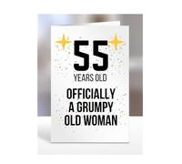 55 Years Old, Officially a Grumpy Old Woman Card, Funny, Joke, Gift, 55th Happy Birthday, Presents for Mum, Mummy, Grandma, Wife, Aunt, Her, Female, A5-164_98