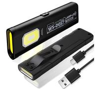 550 Lumens Flat Torch, Small Pocket EDC Torch, Thin LED COB Side Light with Pocket Clip, Magnetic Base, USB-C Rechargeable for Hiking, Repair, Emergency, Red/Blue Strobe Valentine's/Birthday/Surprise