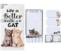 550 Pcs Cat Stickers -Cat Sticky Notes, Cute Sticky Notes Set Life is Better with a Cat Self-Stick Notes Pads Cartoon Animal Bundle, Student Learning Gifts