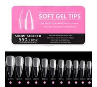 550 Pcs Soft Gel Full Cover Nail Tips,Clear Gel False Nails Press On Nails for Nail Extension Manicure Soak Off