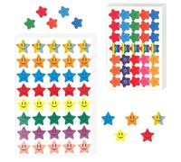 550-Piece Rainbow Smiley Face Stickers - Glitter Foil Stars, Multicoloured Stars for Students Reward Charts