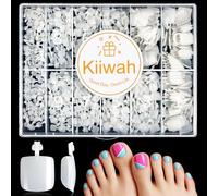 550 Pieces False Toenail Tips Set, 11 Sizes Acrylic Artificial Toe Nail, Full Cover Fake Toenails Short, Stick On Toenails with Box for Women Girls Nail Art DIY and Salon Foot Manicure