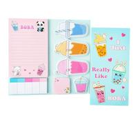 550 Sheets Cute Milk Tea Shaped Self Adhesive Sticky Notes Set, Milk Tea Memo Pads for Writing Page Markers, Home Office School Supplies Gifts for Teacher Student Kids