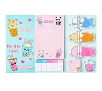 550 Sheets Sticky Notes Set Milk Tea Shaped Paper Clips Novelty Self Adhesive Sticky Notes Writing Memo Pads for Children Home Office School Supplies Page Marker Gift for Teacher Student