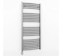 (550 x 1200 mm (BTU: 1448), KTX3 Thermostatic Element + Timer) 550mm Wide Chrome Curved Electric Towel Rail Radiator