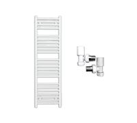 (550 x 1200 mm (h), With Angled Valves) 550mm Wide White Towel Rail Radiator With Valves