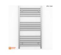 (550 x 900 (BTU: 1044), Chrome Straight Valves) 550mm Wide Chrome Towel Rail Radiator With Valves