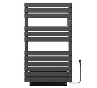 550 x 900mm Black Electric Towel Rail Radiator with Turbo Fan 1500W | Programmable Timer, Fan Assisted, Dry Heating, Wall Mounted