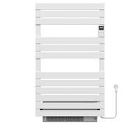 550 x 900mm White Electric Towel Rail Radiator with Turbo Fan 1500W | Programmable Timer, Fan Assisted, Dry Heating, Wall Mounted