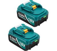 5500 mAh Li-Ion Replacement Battery for Makita Battery 18 V BL1860B BL1850B BL1840B BL1830B BL1815N with LED Tool Battery (Pack of 2)