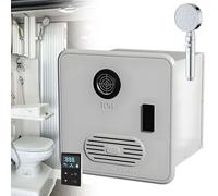 55000 BTU High Altitude Available, RV Tankless Water Heater, On Demand Instant Hot Water Heater with 16 X 16 Inch Door and Front Water Outlet, DC 12v, Compatible with All RVs(White,with Shower Head)