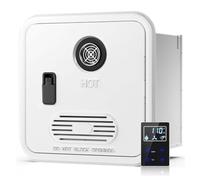 55000 BTU High Altitude Available, Rv Tankless Water Heater, On Demand Instant Hot Water Heater with 16 X 16 Inch Black Door and Front Water Outlet, DC 12v, Propane-Powered(White,No Shower Head)