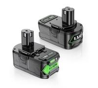 5500mAh Replacement for Ryobi Battery 18v, 2Pack P108 Battery 5.5Ah Lithium Ion Compatible for Ryobi RB18L25 P108 RB18L15 RB18L13 P108 P107 P122 P108 P104 P105 P102 P103 with LED Indicator