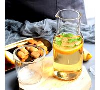 550ml Bedside Water Carafe and Glass Set - Nightstand Cup Set With Heat Resistant V-Shaped Spout - Clear Glass Pitcher for Ice Tea, Beverage, Mouthwash - Bedroom Nightstand Accessory