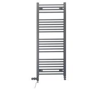 550mm Wide Anthracite Grey Dual Fuel Electric Radiator Bathroom Towel Rail Radiator With Thermostatic and Standard Electric Element UK (550 x 1200 mm (h), Standard Electric Element)