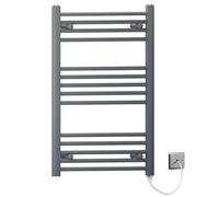 550mm Wide Anthracite Grey Flat Electric Pre-Filled Heated Towel Rail Radiator For Bathroom Designer UK (550mm × 800mm (h))