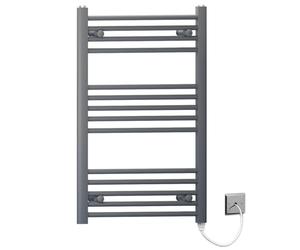 550mm Wide Anthracite Grey Flat Electric Pre-Filled Heated Towel Rail Radiator For Bathroom Designer UK (550mm × 800mm (h))