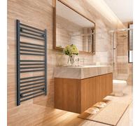 550mm Wide Black Heated Towel Rail Straight Flat Bathroom Warmer Radiator Rack Central Heating Turkish Zone (550mm Wide 1000mm Height)