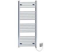 550mm Wide Flat Chrome Electric Pre-Filled Heated Towel Rail Radiator For Bathroom Designer UK (550mm x 1200mm (h))