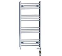 550mm x 1000mm Chrome Dual Fuel Bathroom Towel Rail Radiator Heater - AF Thermostatic Dual Fuel Element Stock Clearance