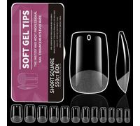 550PCS Almond Gel Nail Tip Etched Clear Full Cover Fake Nails Soft Acrylic Extension Art Soft Gel Tips for Home Nails Beginners