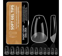 550PCS Almond Gel Nail Tip Etched Clear Full Cover Fake Nails Soft Acrylic Extension Art Soft Gel Tips for Home Nails Beginners