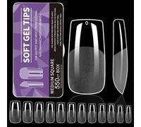 550PCS Almond Gel Nails Tips Clear Pre Etched Full Covers Soft Acrylic Extensions False Nails For Home Or Salon Use Long Lasting Nail Tips