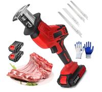 550W Cordless Bone Saw Machine - Professional Butcher's Meat Cutter with Variable Speed Control, for Frozen Meat & Poultry Cutting, LED Light & Complete Kit (2 Batteries, 4 Blades, 12 Gloves)
