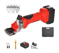 550W Cordless Sheep Shears, Professional Electric Sheep Shearing Clippers, with 2 Rechargeable Lithium Battery, Lightweight Animal Clipper for Alpacas Goats Farm Livestock Pets(Size:9 Straight Tooth)