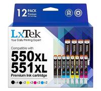 550XL 551XL Ink Cartridges Compatible for Canon PGI-550 CLI-551 Ink for Pixma MG7550 MG6350 IP7250 IP8750 MG5650 MG5550 MG7150 IX6850 MX925 MG6650 MG7500 MG6450 (PGBK/Black/C/M/Y, 12-Pack)