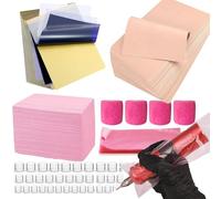 554pcs Tattoo Practice Kit for Beginners - All-in-One Pink Tattoo Kit with Fake Skin Ink Caps Machine Covers Grip Tape Bental Bibs Professional Tattooing Kits for Tattoos Supplies Tattoos Gun Kits