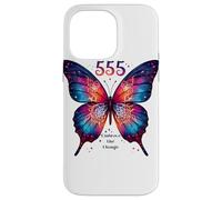555 Angel Number Embrace the Change Butterfly Spiritual Case for iPhone 14 Pro Max