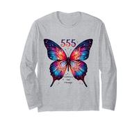 555 Angel Number Embrace The Change Butterfly Spiritual Long Sleeve T-Shirt