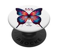 555 Angel Number Embrace the Change Butterfly Spiritual PopSockets Adhesive PopGrip