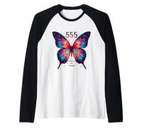 555 Angel Number Embrace The Change Butterfly Spiritual Raglan Baseball Tee