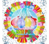 555 Piece Self-Closing Water Bomb Set - Quick Fill Water Balloons with 3 Tap Connection, Colourful Water Bombs for Water Battles, Ideal for Summer Parties, Pool and Beach Games
