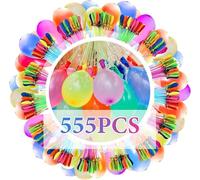 555 Pieces Water Bombs Self-Close, Quick Fill Water Bombs with 4 Tap Connections, Colourful Water Balloons Set, Water Bomb Balloons, for Beaches, Pool Party, Summer Party (E)