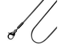 555Jewelry 1.2mm Stainless Steel Snake Chain Necklace for Men & Women, Classic & Simple Thin Delicate Chain (Black, 20)